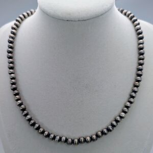 S925 Sterling Silver Pearl Necklace Similar to Navajo Pearls 6mm